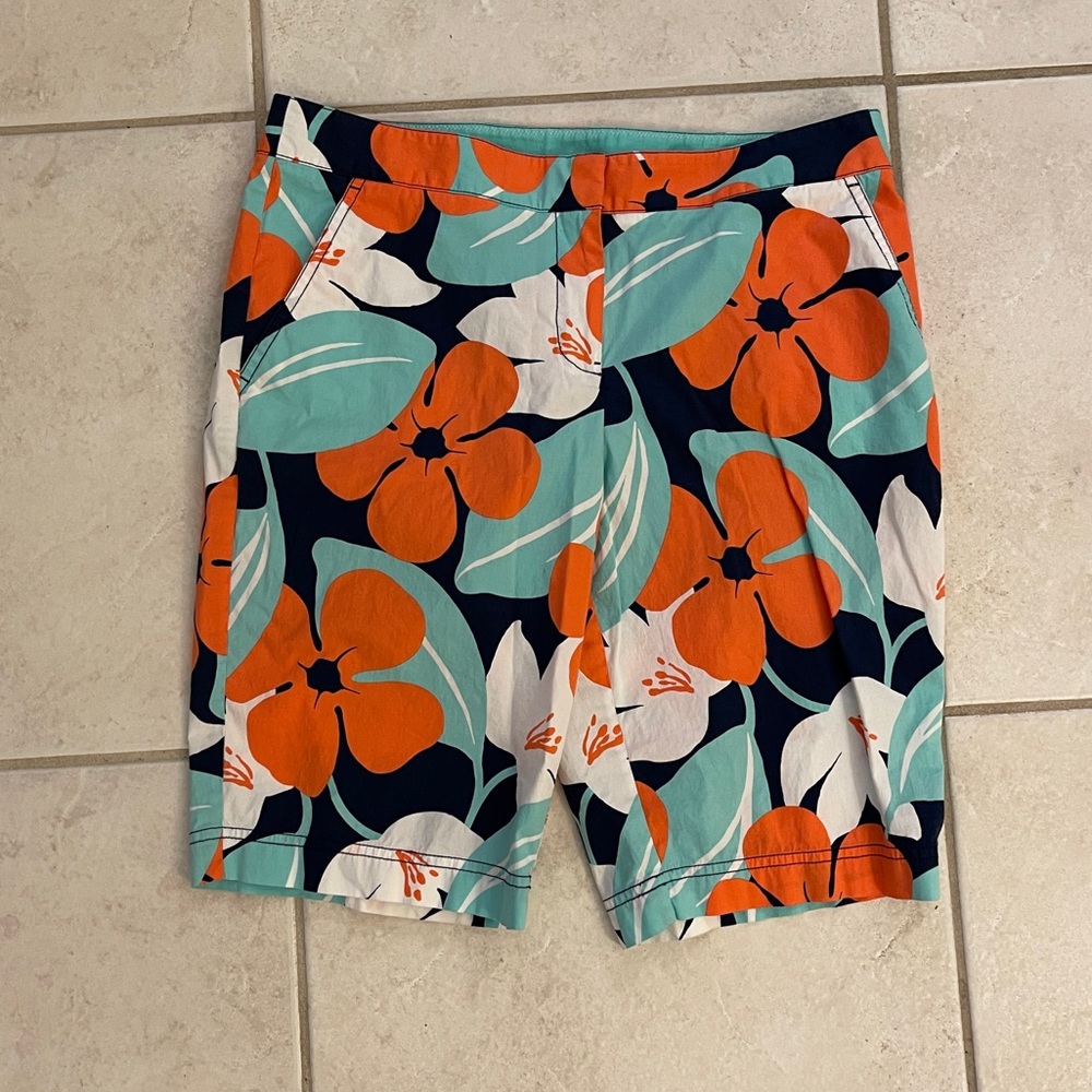 Floral Orange and Blue Women's Shorts